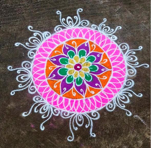 $!A beautiful kolam design adds colour to the occasion. – KOLAM.TAMILPIC