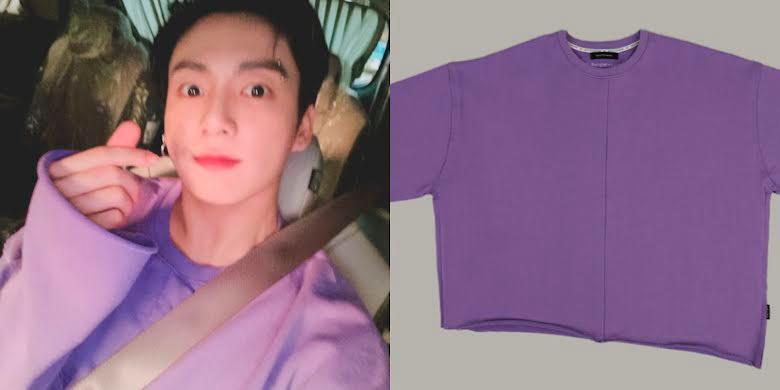 Jungkook wearing Six6uys apparel (left) in one of his social media posts. – Koreaboo