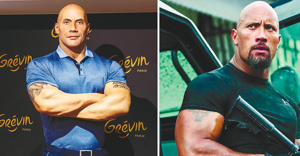 1. The difference between Dwayne Johnson and his wax statue is uncanny. – PIX BY (LEFT) GREVIN MUSEUM/(RIGHT) UNIVERSAL PICTURES