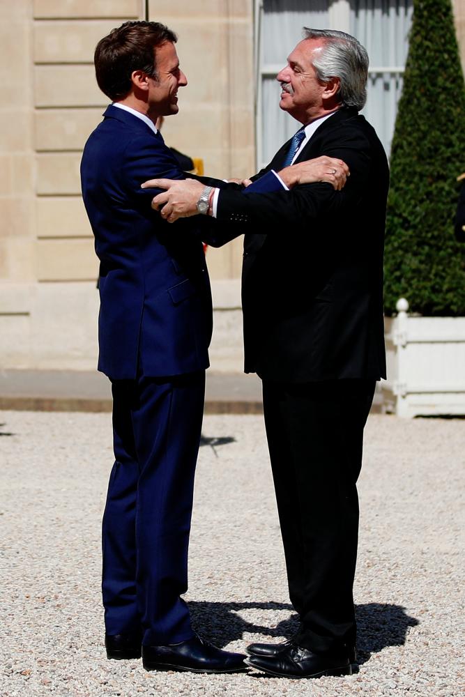 welcomes Argentine President Alberto Fernandez at Elysee Palace in Paris. - REUTERSpix