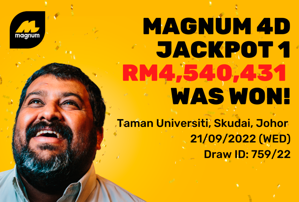 Magnum 4D Jackpot won with only RM2