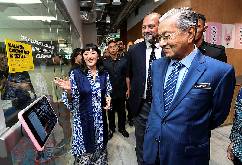 Prime Minister Tun Dr Mahathir Mohamad (R) and Minister of Communications and Information Gobind Singh Deo (2nd R) during the opening of Facebook Malaysia’s new expanded office at Q Sentral, on May 28, 2019. — Bernama