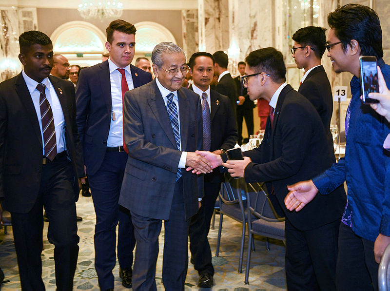Prime Minister Tun Dr Mahathir Mohamad is greeted by Malaysian students in Turkey, on July 27, 2019. — Bernama