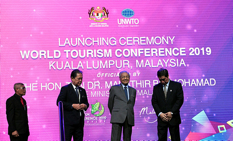 Prime Minister Tun Dr Mahathir Mohamad during the launch of the 5th World Tourism Conference, on Aug 26, 2019. — Bernama