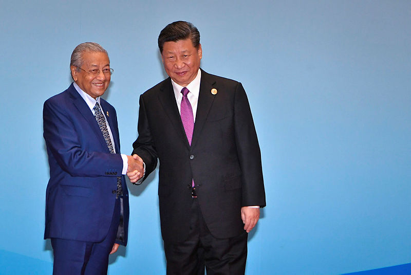 Prime Minister Tun Dr Mahathir Mohamad is greeted by the President of China Xi Jinping, during the last day of the Belt and Road Forum for International Cooperation at the Yangi Lake, China, on April 27, 2019. — Bernama