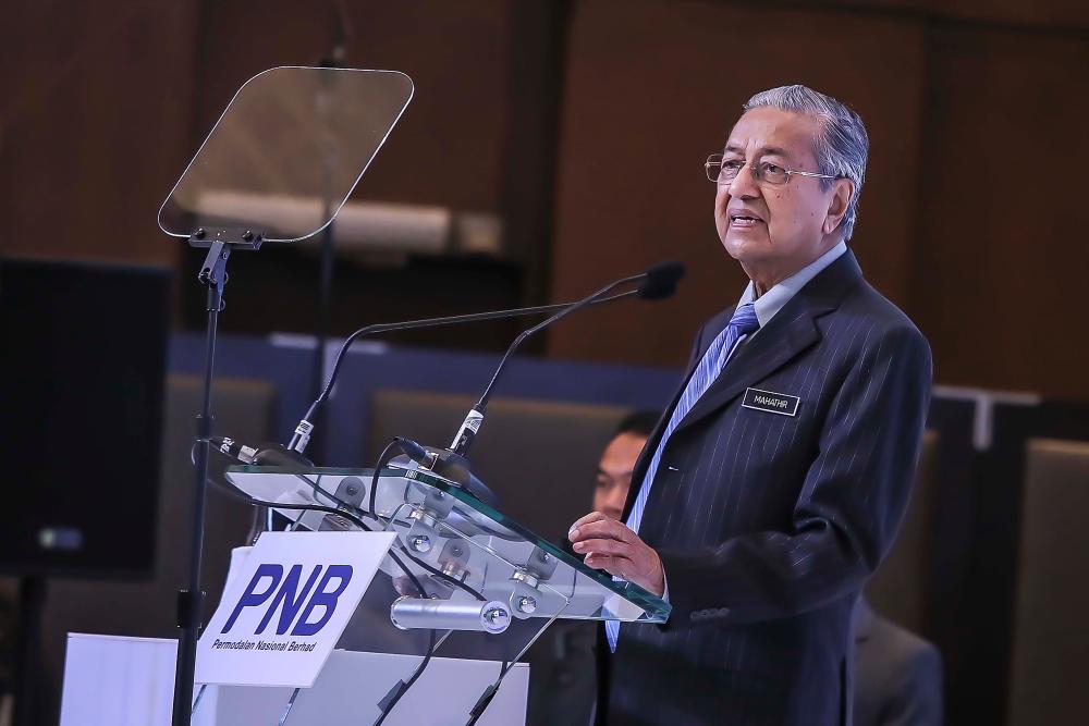 Prime Minister Tun Dr Mahathir Mohamad speaks during launch PNB Corporate Summit 2019 at Mandarin Oriental, Kuala Lumpur. adib rawi yahya/theSun