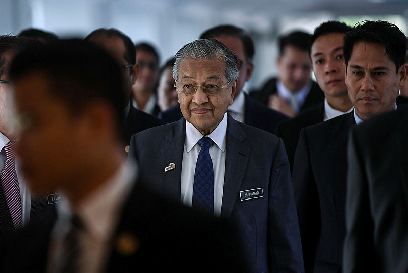 Prime Minister Tun Dr Mahathir Mohamad arrives at the Parliament, on March 12, 2019. — Bernama