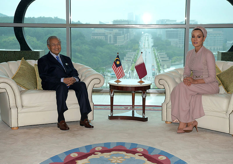 Prime Minister Tun Dr Mahathir Mohamad and Sheikha Moza Nasser at Perdan Putra this morning.