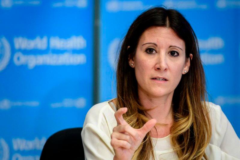 World Health Organization (WHO) Technical Lead Maria Van Kerkhove gestures as she speaks during a daily press briefing on COVID-19 virus at the WHO headquaters in Geneva on March 9, 2020.