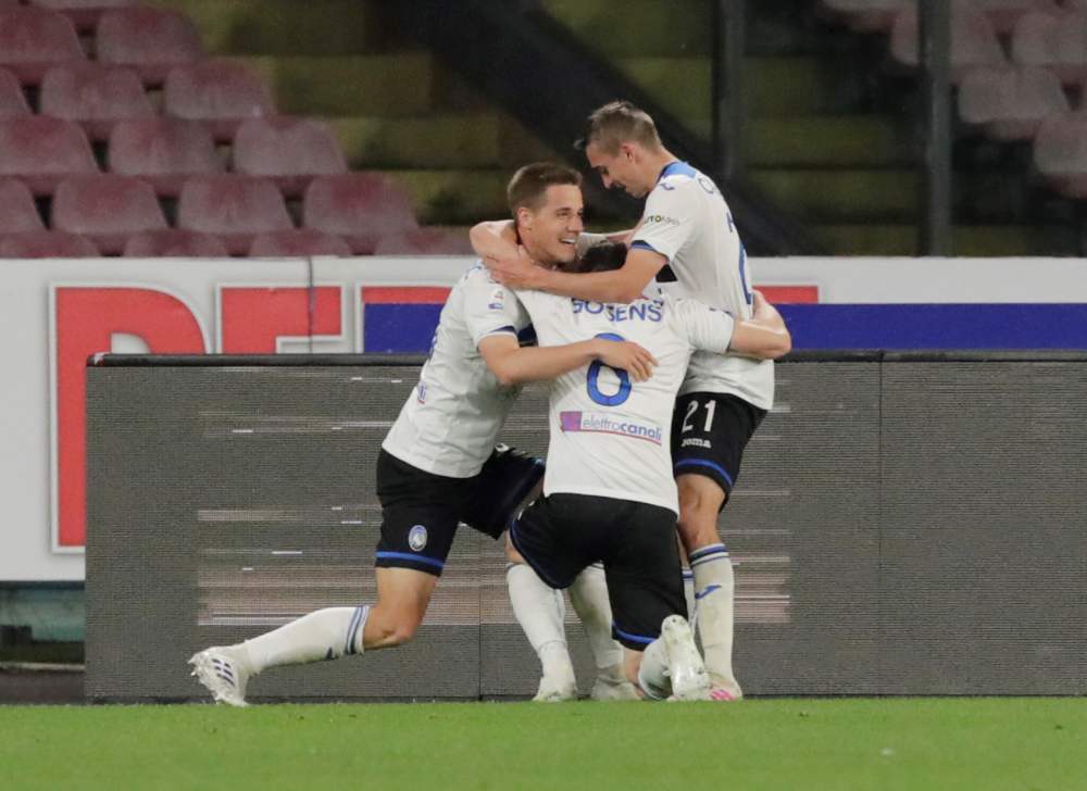Atalanta’s Mario Pasalic celebrates with team mates after scoring the second goal against Napoli, April 22, 2019. ― Reuters