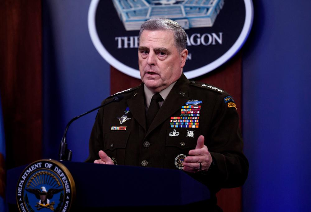 Chairman of the Joint Chiefs of Staff, General Mark Milley, holds a press conference on July 21, 2021, at The Pentagon in Washington, DC. -AFP