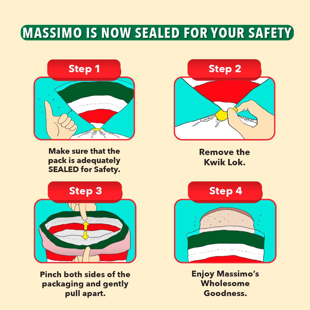 $!Enjoy Massimo bread with a peace of mind thanks to tamper-evident seal