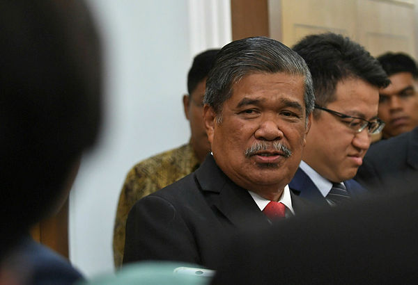 Defence Minister Mohamad Sabu speaks during a press conference at the Parliament lobby on April 11, 2019. — Bernama