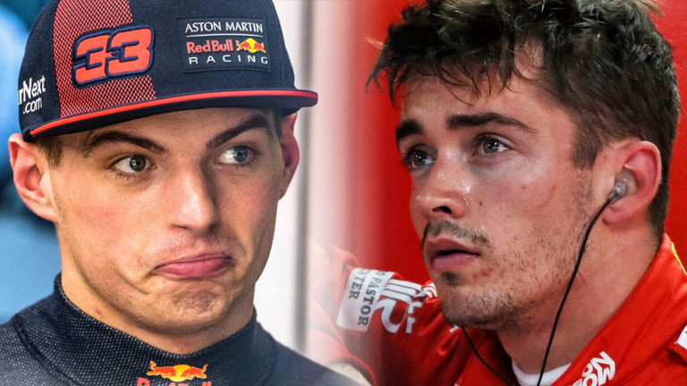 Red Bull’s Max Verstappen (left) and Ferrari’s Charles Leclerc.
