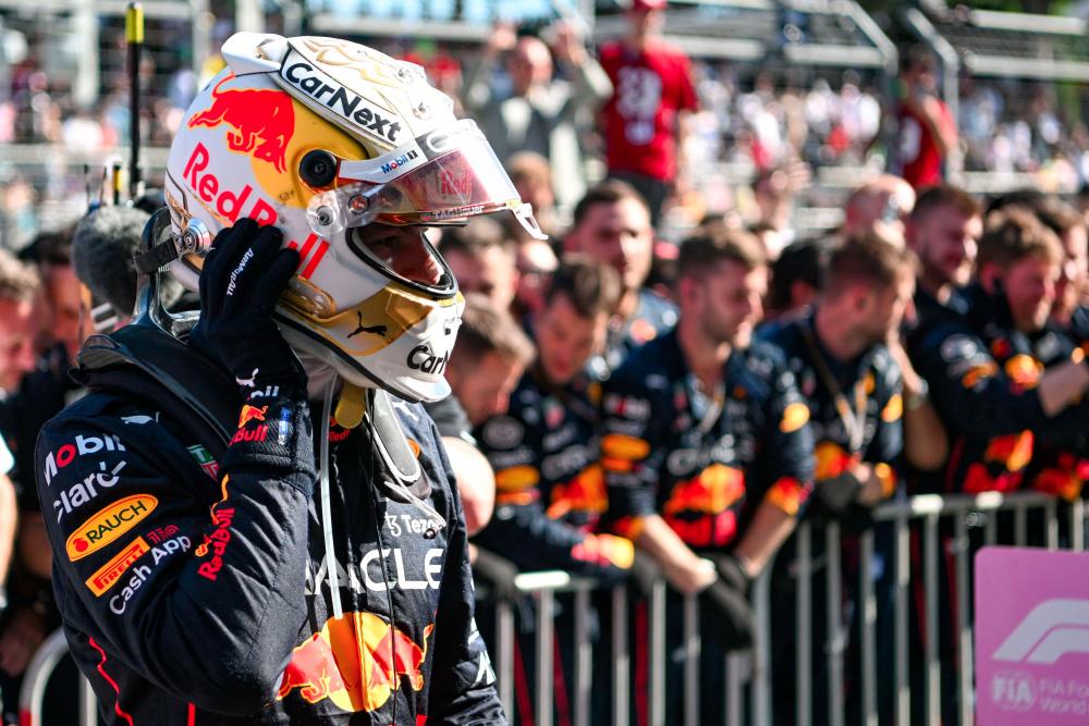 Red Bull's Dutch driver Max Verstappen celebrates after winning the Formula One Azerbaijan Grand Prix at the Baku City Circuit in Baku on June 12, 2022. AFPpix