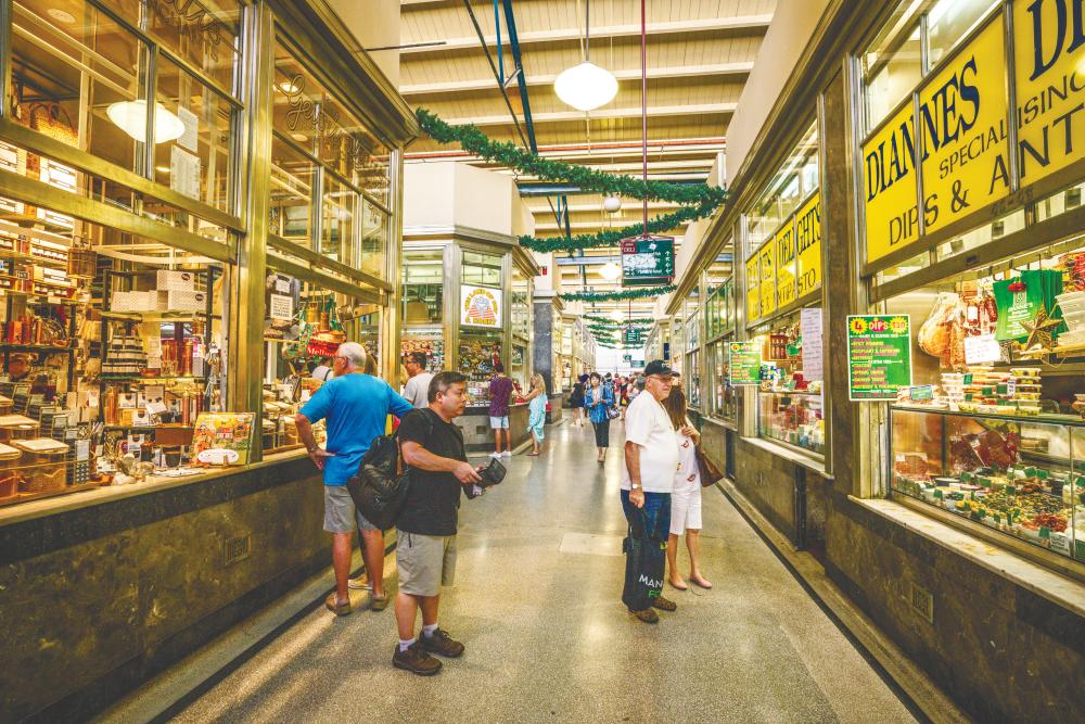A city market scene in Australia - popular weekend venue to engage in entertainment and run errands.