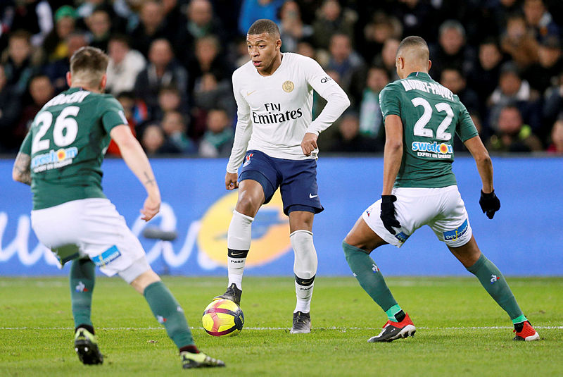 Mbappe (C) in action against Saint-Etienne. — Reuters