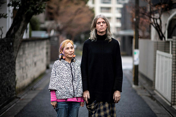 Elin McCready (R), a transgender woman from the US, posing with her Japanese wife Midori (L) in Tokyo. — AFP