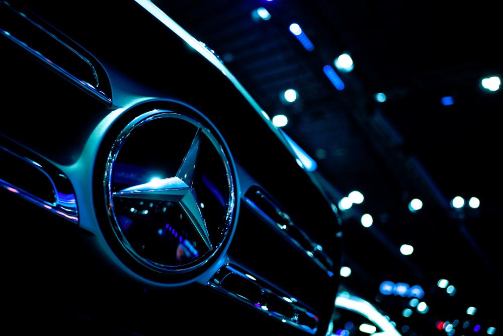 The Mercedes-Benz logo is seen at an nternational motor show, in Bangkok, Thailand, in March 2022. – Reuterspic