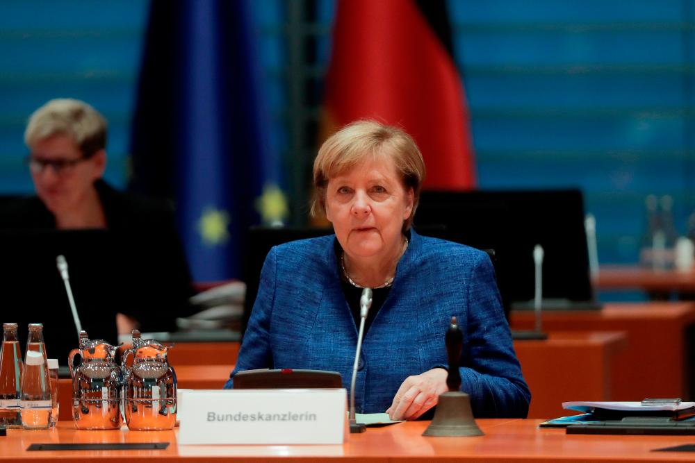 German Chancellor Angela Merkel attends the weekly cabinet meeting of the government at the chancellery in Berlin, Germany October 21, 2020. — Reuters
