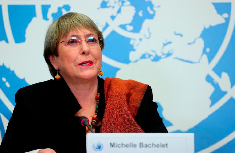 FILE PHOTO: UN High Commissioner for Human Rights Michelle Bachelet attends an event at the United Nations in Geneva, Switzerland, November 3, 2021. - REUTERSPIX
