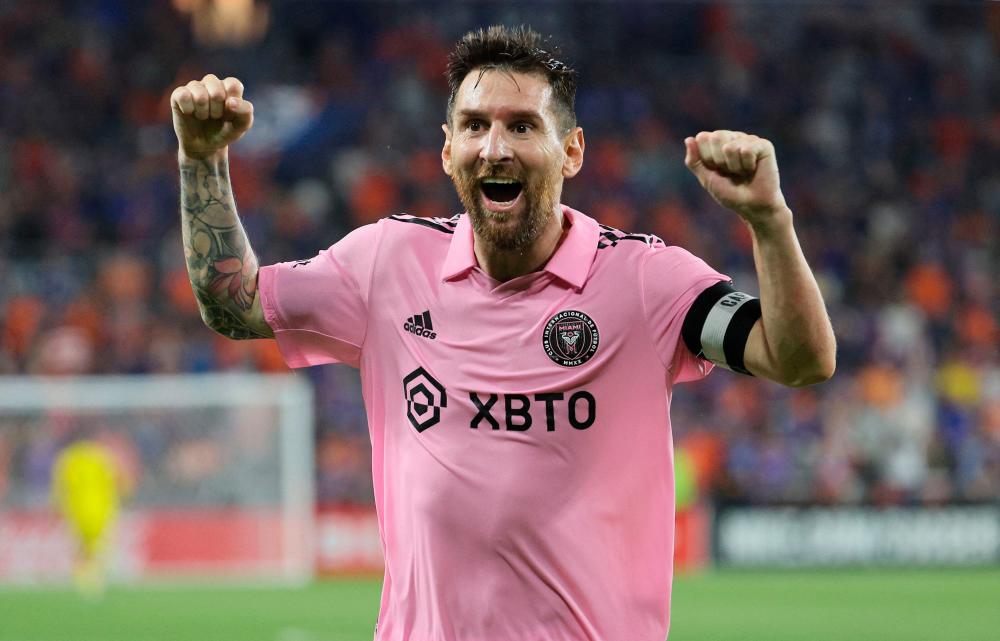 Lionel Messi #10 of Inter Miami CF against FC Cincinnati in the semi-finals of the 2023 U.S. Open Cup at TQL Stadium on August 23, 2023 in Cincinnati, Ohio/AFPPix