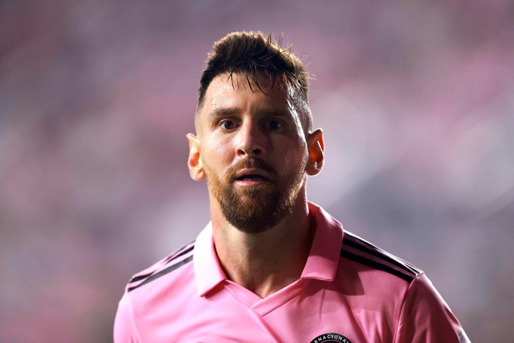Lionel Messi #10 of Inter Miami CF looks on in the second half during a match between Nashville SC and Inter Miami CF at DRV PNK Stadium on August 30, 2023 in Fort Lauderdale, Florida/AFPPix