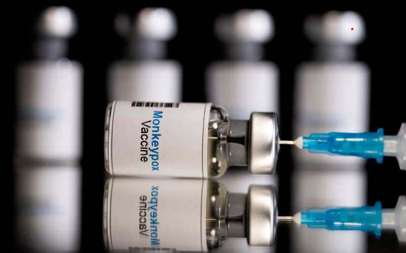 Mock-up vials labeled “Monkeypox vaccine” and medical syringe are seen in this illustration taken, May 25, 2022. REUTERSPIX