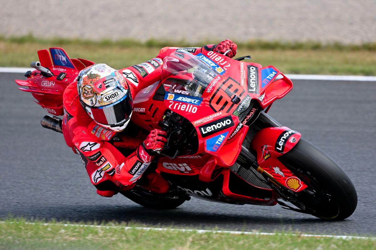 Ducati Lenovo Team rider Marc Marquez of Spain drives his motorcycle during the MotoGP class practice session of the MotoGP Japanese Grand Prix at the Mobility Resort Motegi in Motegi, Tochigi prefecture on September 26, 2025. - AFPPIX