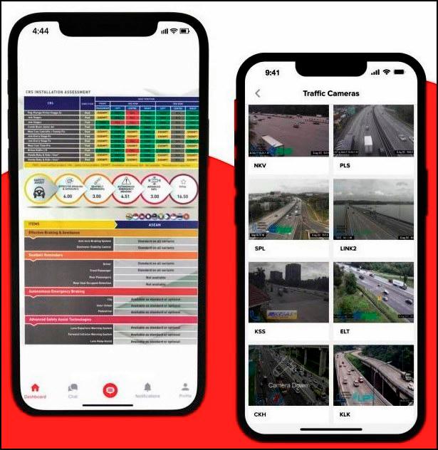 $!Information on the Motorist Super App includes ASEAN NCAP ratings for many models as well as links to traffic cameras.