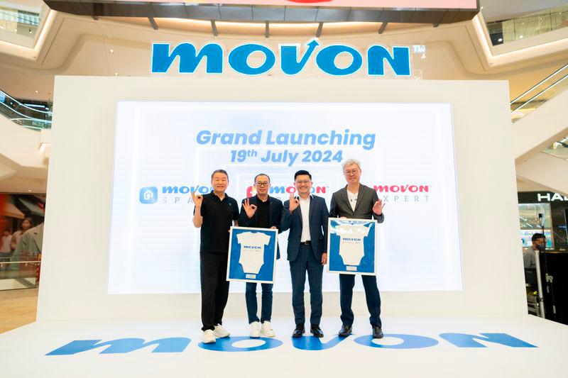 $!MOVON CEO Mak Wai Hoong (3rd from left) with (from left) Viomi overseas sales CEO Paul Kim, Viomi founder and CEO Xiaoping Chen and Hai-O Group managing director Tan Keng Kang at the MOVON launch held at the Pavilion Bukit Jalil on July 19.