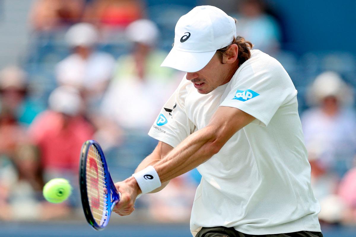 Alex De Minaur of Australia returns a shot to Frances Tiafoe of United States during the National Bank Open Presented by Rogers at Sobeys Stadium on August 03, 2025 in Toronto, Ontario. - Matthew Stockman/Getty Images/AFP
