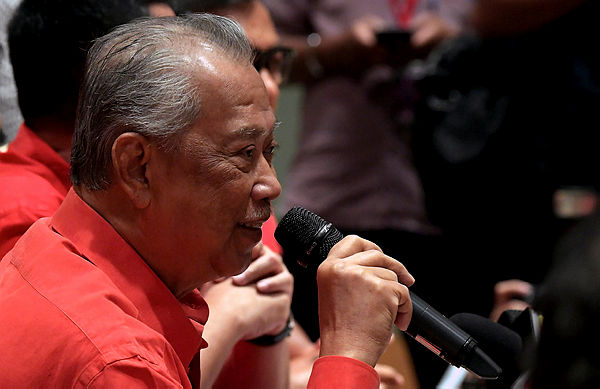 Bersatu president Tan Sri Muhyiddin Yassin speaks to the media after chairing the special Bersatu supreme leadership council meeting in conjunction with the party’s Dec 28-30 annual general meeting in Putrajaya. — Bernama
