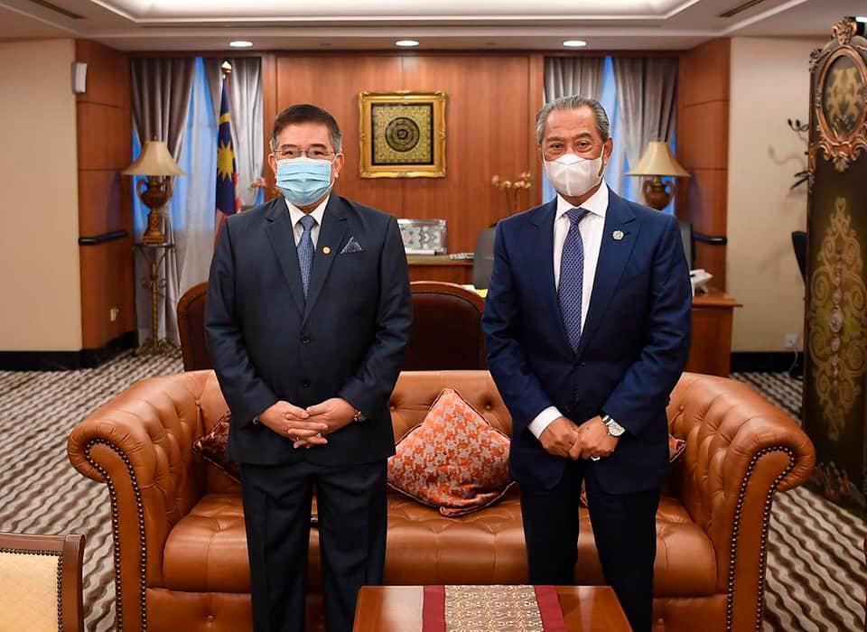 High Commissioner of Brunei Darussalam to Malaysia, Ambassador Dato Paduka Alaihuddin Mohd Taha (left) paid Prime Minister Tan Sri Muhyiddin Yassin a courtesy call at his office at Parliament yesterday. — Picture taken from Muhyiddin Yassin Facebook page