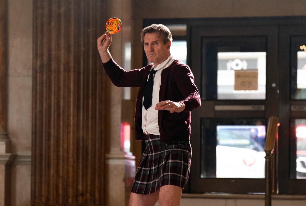 Neeson hilariously plays against type, delivering punchlines with a perfectly straight face. - PR