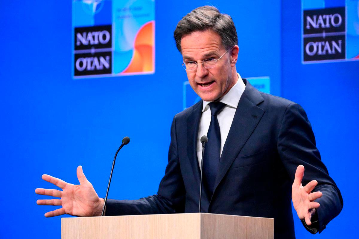 NATO Secretary General Mark Rutte addresses a press conference a day prior to a meeting of The North Atlantic Treaty Organisation (NATO) in The Hague, on June 23, 2025. (Photo by JOHN THYS / AFP)