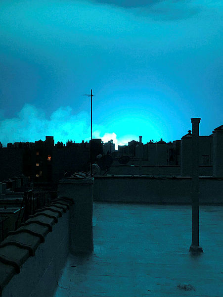 Bright blue light is seen after a transformer explosion on Thursday at an electric power station in the New York City borough of Queens, US, in this picture obtained from social media on Dec 28, 2018. — Reuters
