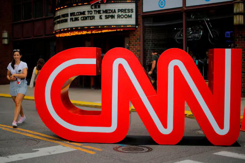 The CNN logo stands outside the venue of the second Democratic 2020 U.S. presidential candidates debate, in the Fox Theater in Detroit - REUTERSpix