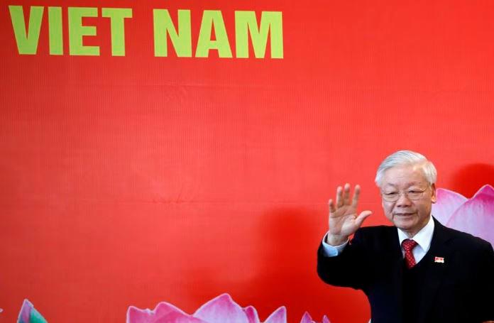 Vietnam’s President Nguyen Phu Trong greets media at a news conferance after he is re-elected as Communist Party’s General Secretary for the 3rd term after the closing ceremony of 13th national congress of the ruling communist party in Hanoi, Vietnam February 1, 2021. REUTERSPIX
