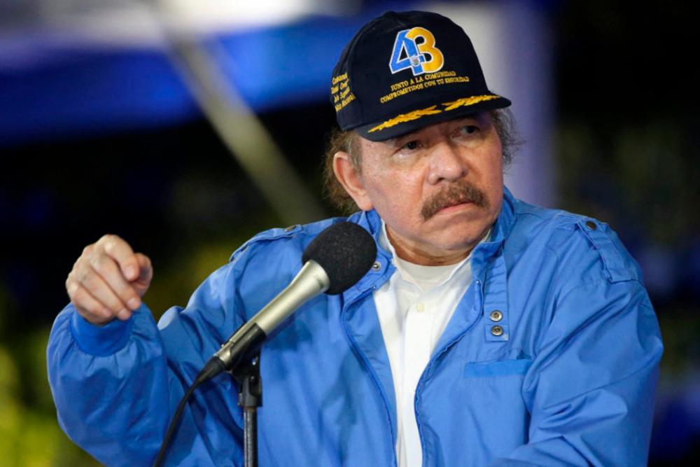 This handout picture released by the Nicaraguan Presidency shows Nicaragua’s President Daniel Ortega delivering a speech during the commemoration of the 43rd anniversary of the foundation of the National Police at the Revolution Square in Managua, on September 28, 2022. AFPPIX