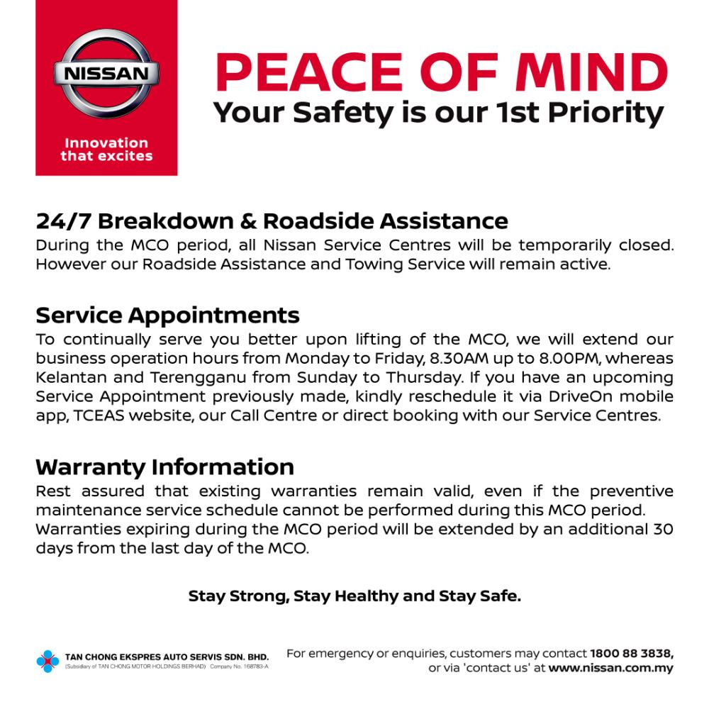 Nissan warranty expiring during MCO extended 30 days