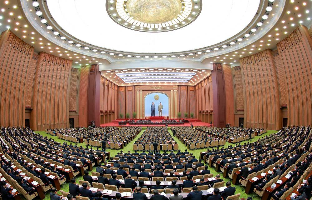 February 8, 2022 shows a general view of the 6th Session of the 14th Supreme People’s Assembly of the Democratic People’s Republic of Korea at the Mansudae Assembly Hall in Pyongyang. AFPPIX