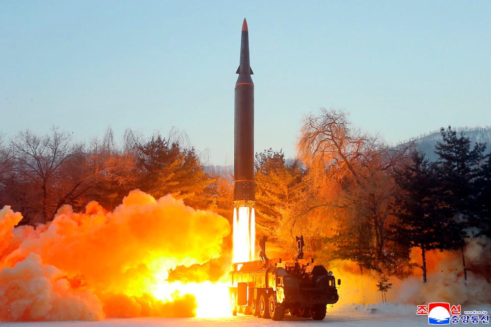 This picture taken on January 5,2022 and released from North Korea’s official Korean Central News Agency (KCNA) on January 6 shows what North Korea says is the Academy of Defence Science of the DPRK test-fired a hypersonic missile on January 5 at an unconfirmed location. AFPPIX