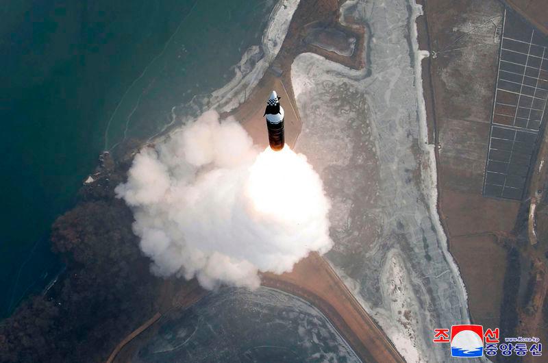 The launch of a hypersonic missile at an undisclosed location in North Korea - AFPpix