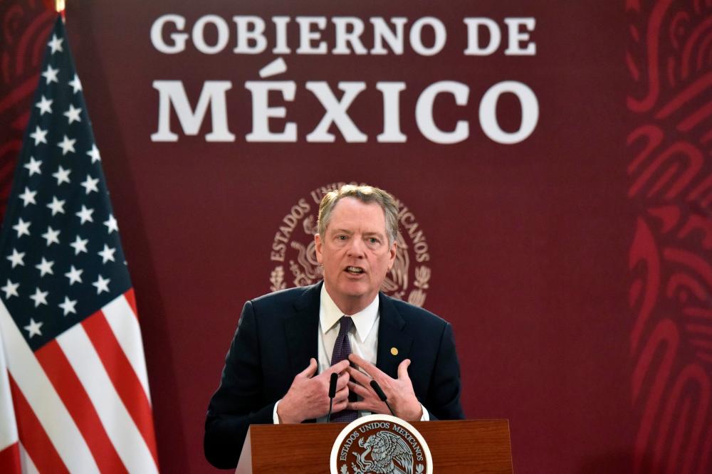 United States Trade Representative Robert Lighthizer speaks during a meeting with Mexican President Andres Manuel Lopez Obrador (out of frame) and Canadian Vice-Prime Minister Chrystia Freeland (out of frame) in Mexico City on December 10, 2019. The United States, Mexico and Canada are expected to sign a deal Tuesday finalizing their new trade agreement, capping more than two years of negotiations and paving the way to ratification. / AFPPIX