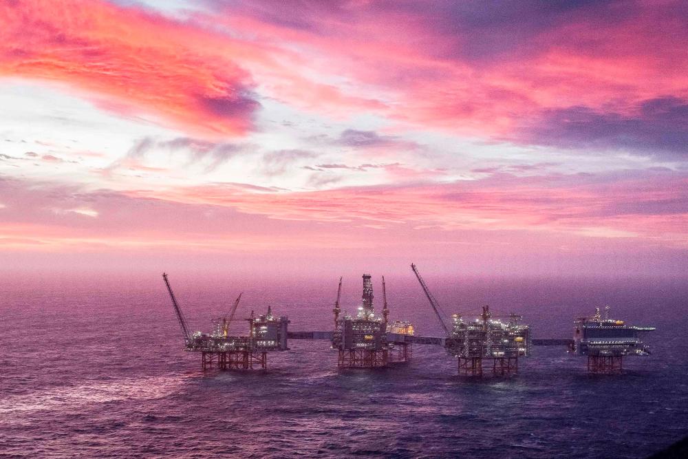 Photo taken in January 2020 shows the Johan Sverdrup oil field in the North Sea west of Stavanger, operated by Equinor. The Norwegian energy giant shut down production at three oil and gas fields after oil workers walked out following failed wage negotiations. – AFPpix