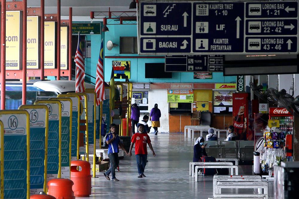 A survey by Bernama on the first day of implementation of Conditional MCO (CMCO) in Terminal One Bus Station shows an empty surrounding yesterday. — Bernama
