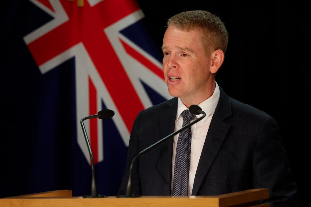 New Zealand's new Prime Minister Chris Hipkins speaks at his first press conference at Parliament in Wellington on January 22, 2023. - AFPPIX