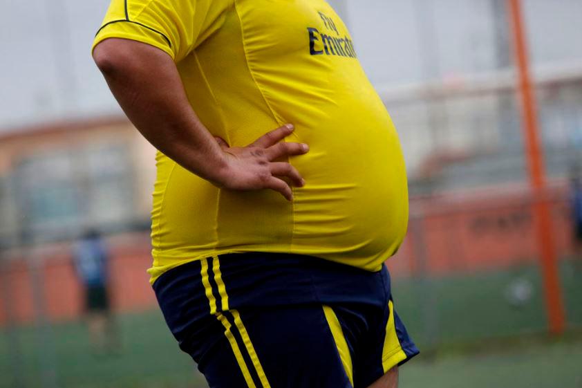 A player is pictured during his “Futbol de Peso” (Soccer of Weight ) league football match, a league for obese men who want to improve their health through football and nutritional counseling, in San Nicolas de los Garza, Mexico, September 16, 2017. REUTERSPIX