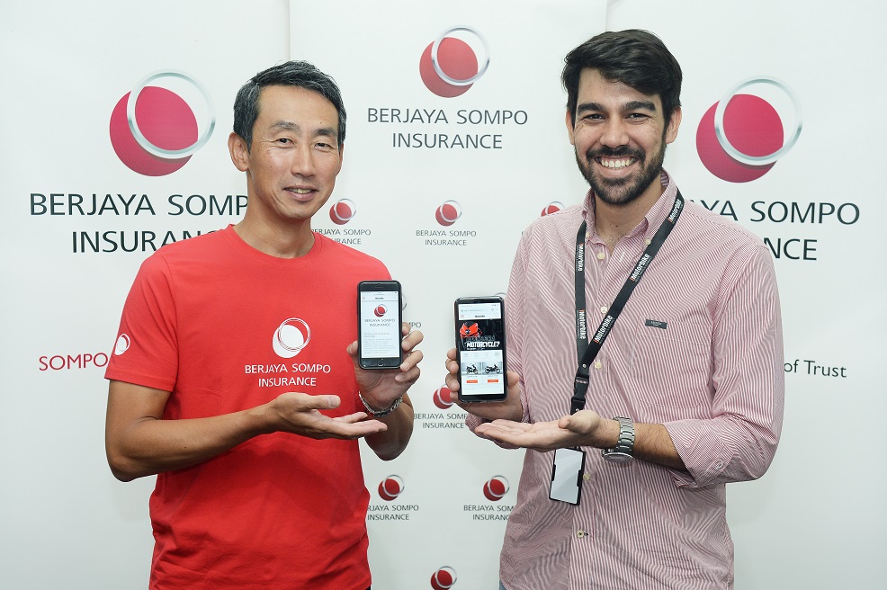 Hanahara (left) and Carmo during the Berjaya Sompo-iMotorbike partnership announcement.